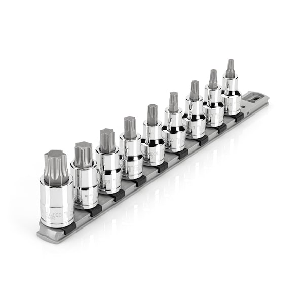 1/2 Inch Drive Torx Bit Socket Set with Rail, 9-Piece (T30-T80)